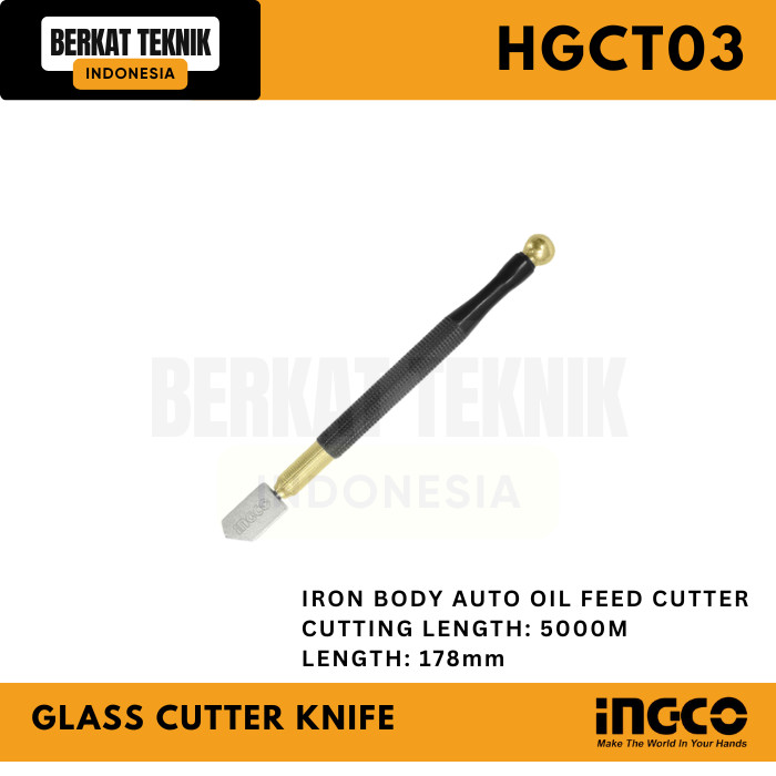 

Glass Cutter Knife - Pisau Potong Kaca Minyak Oil Rolling - INGCO HGCT03