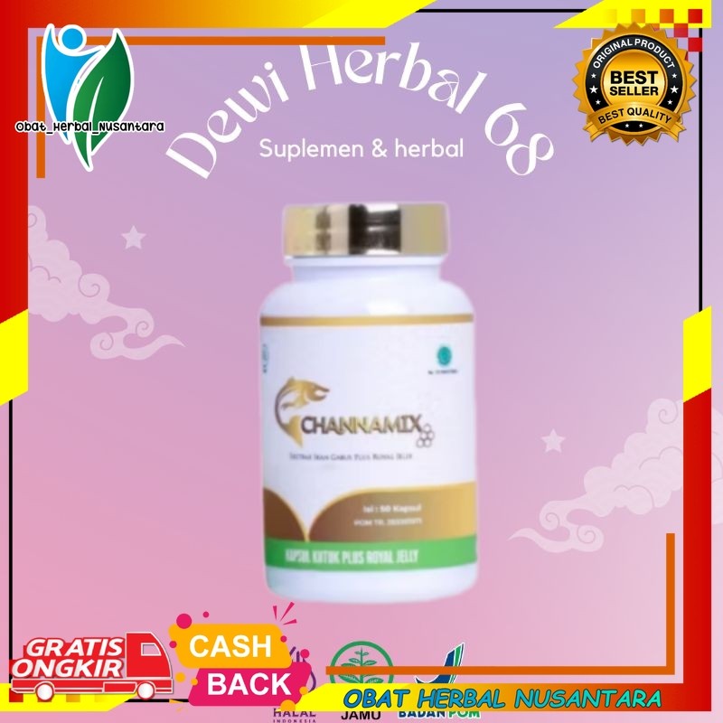 KUTUK CHANNAMIX PREMIUM KAPSUL EKSTRAK IKAN GABUS UNTUK OBATI LUKA OPERASI 50 capsul channamix