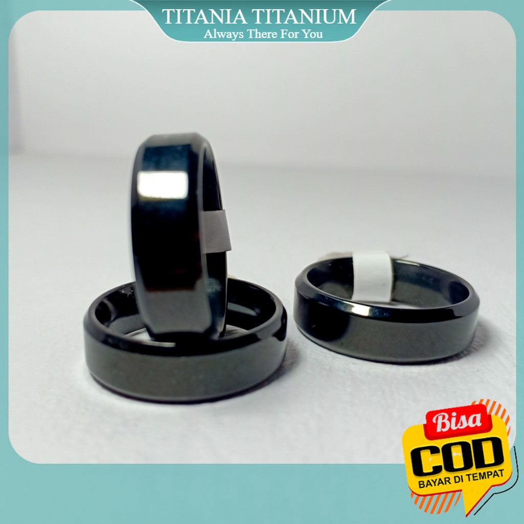 TITANIA AYO COD. Cincin Titanium Couple / Cincin Pria & Wanita model Black Hitam Elegan Pria Wanita 