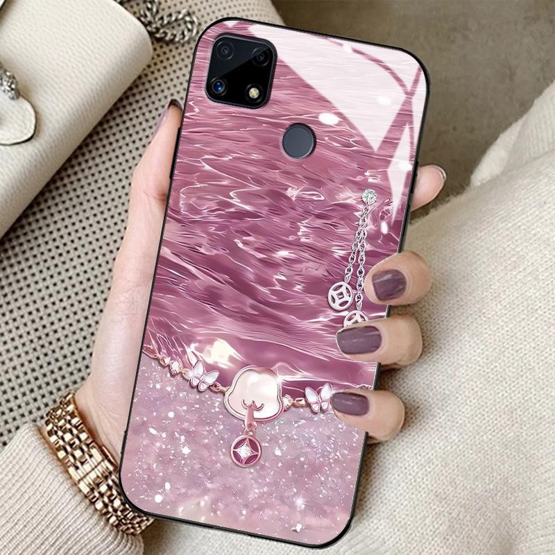 Kaca Glass Case For Realme C25 C25s C25Y C30 C30s C31 C33 2022 2023 C35 C53 C55 C67 4G Soft Case Lio