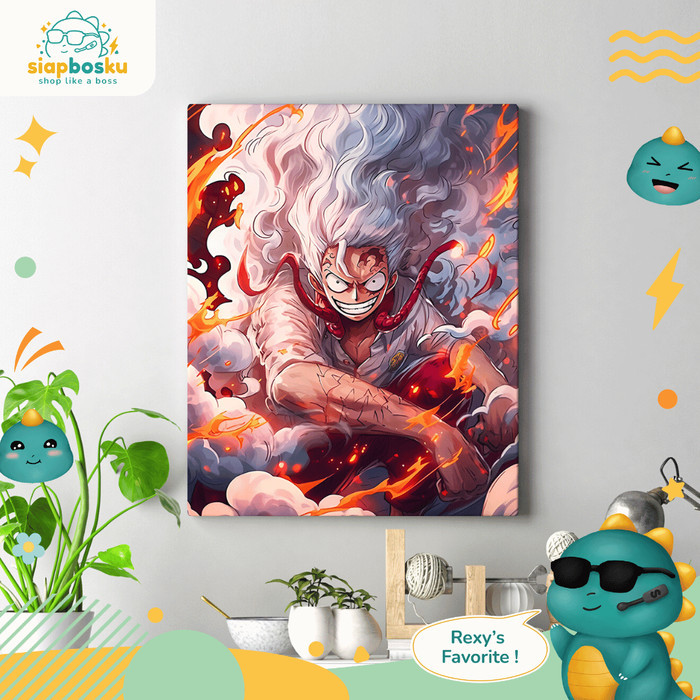 

PAINT BY NUMBER 40x50 CM KARAKTER KANVAS DIY PAINTING KIT WITH FRAME - Luffy Gear 5 HOT