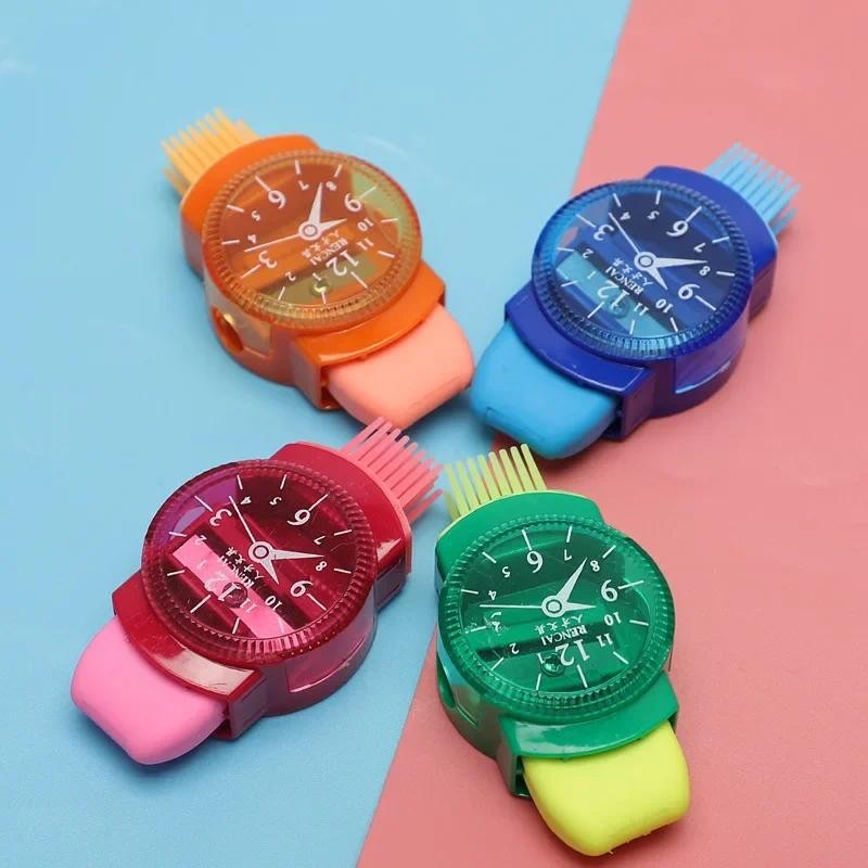 

Random 1pc Creative Watch Shape Pencil Shaver Brush Rubber Kawaii Multifunctional Pencil Sharpener Three in One Combination