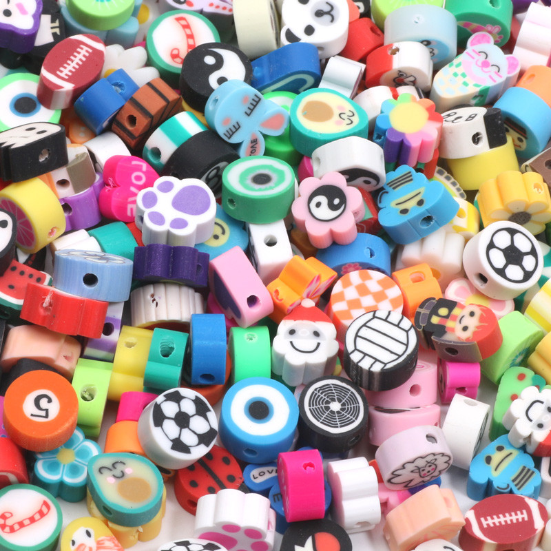 

20/50/100pcs Random Mix Polymer Clay Beads Loose Spacer Beads For DIY Bracelet Necklace Craft Jewelry Making Accessories Gift