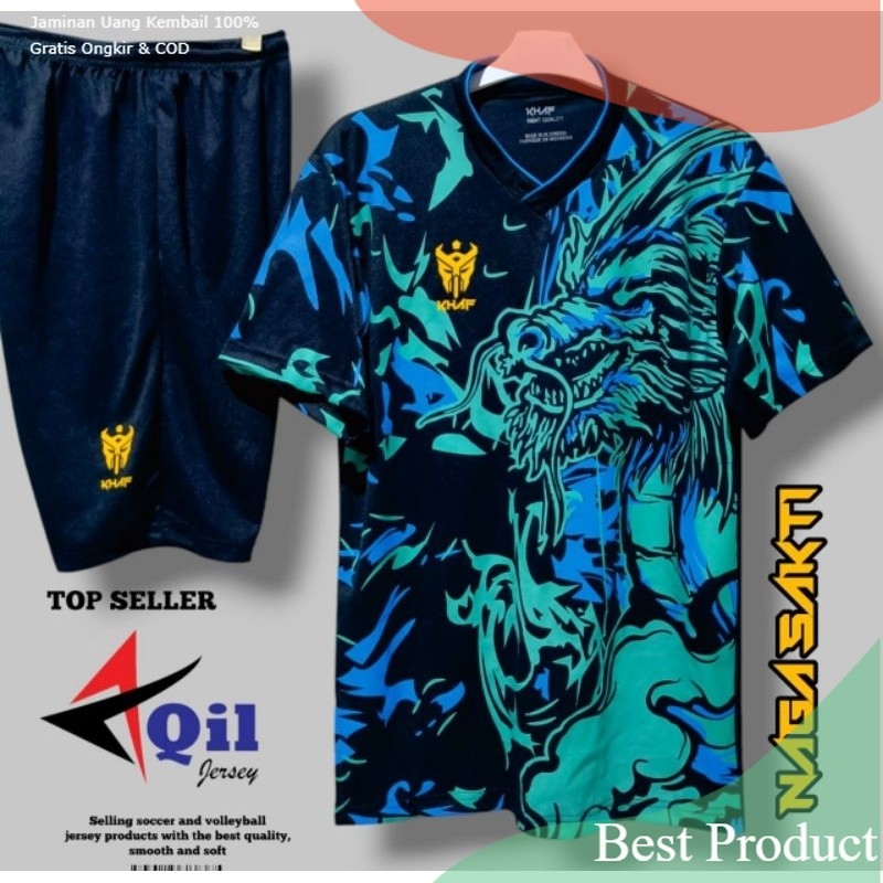 BAJU BOLA TERBARU 2025 MOTIF NAGA SAKTI DEWASA/ HITAM PUTIH KUNING