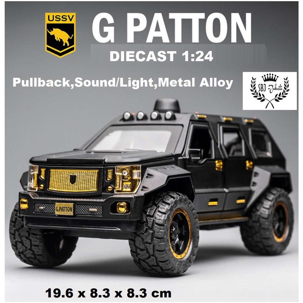 VINCENT READY Diecast mobil G Patton GX Armoured SUV jeep skala 1:24 ukuran besar mainan koleksi paj