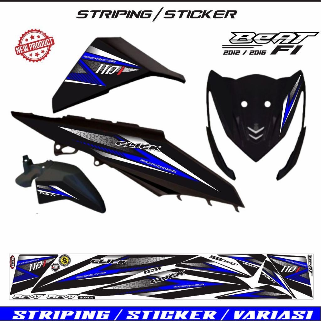 MOTIF VARIASI STIKER CLICK BEAT  VARIASI STRIPING MOTIF HONDA BEAT FI LIS CLICK 110