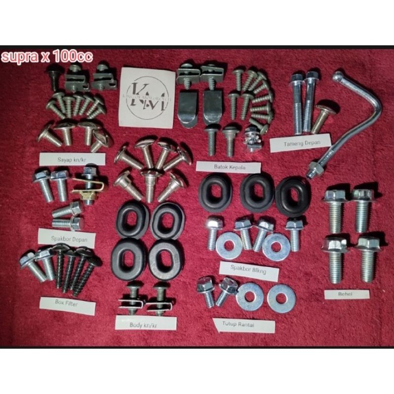 baut full body lengkap Honda Supra x 100 CC/ baut body full set Supra lama 100 cc .
