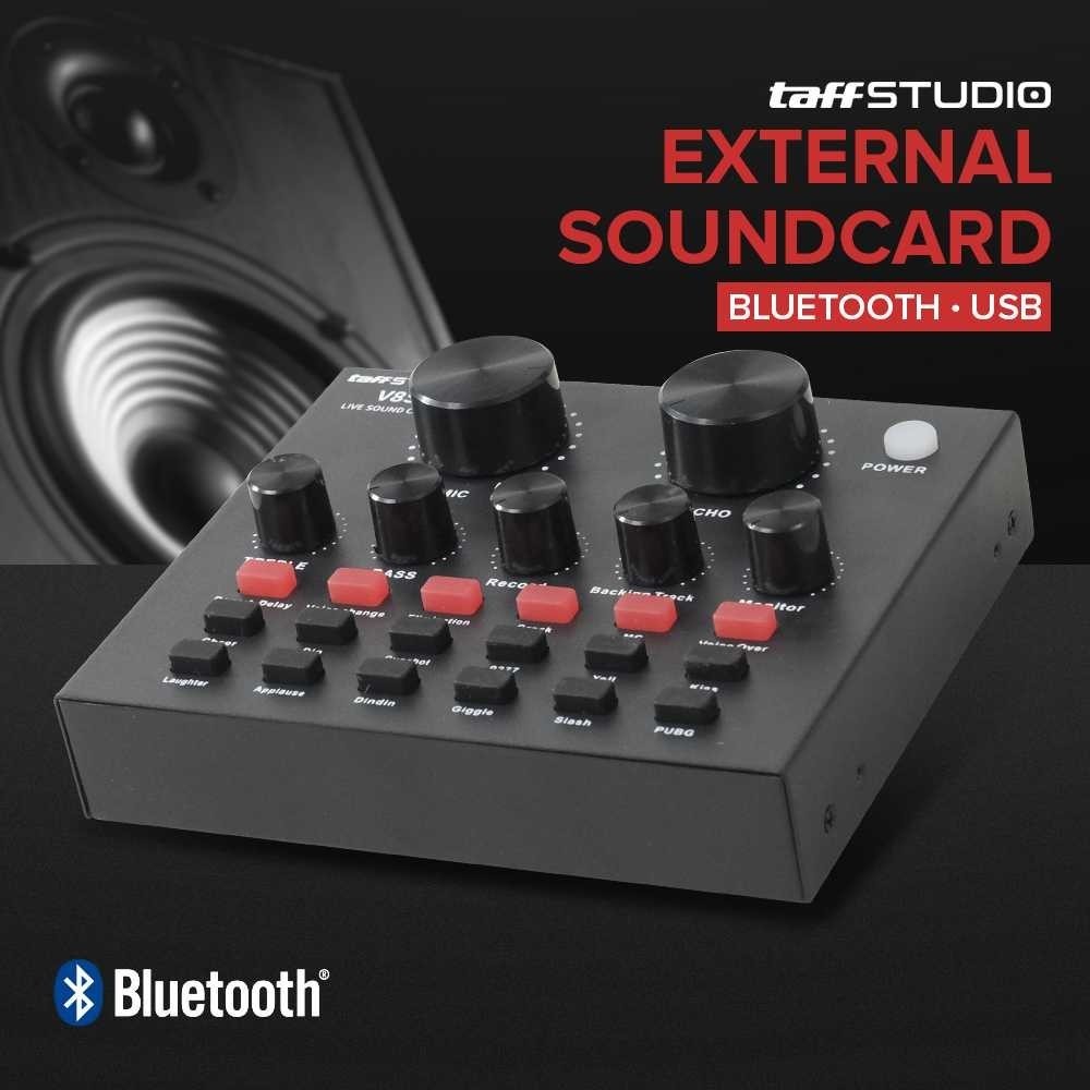 TaffSTUDIO Bluetooth Audio USB External Soundcard Live Broadcast Mic - V8S [ I K F Store ]