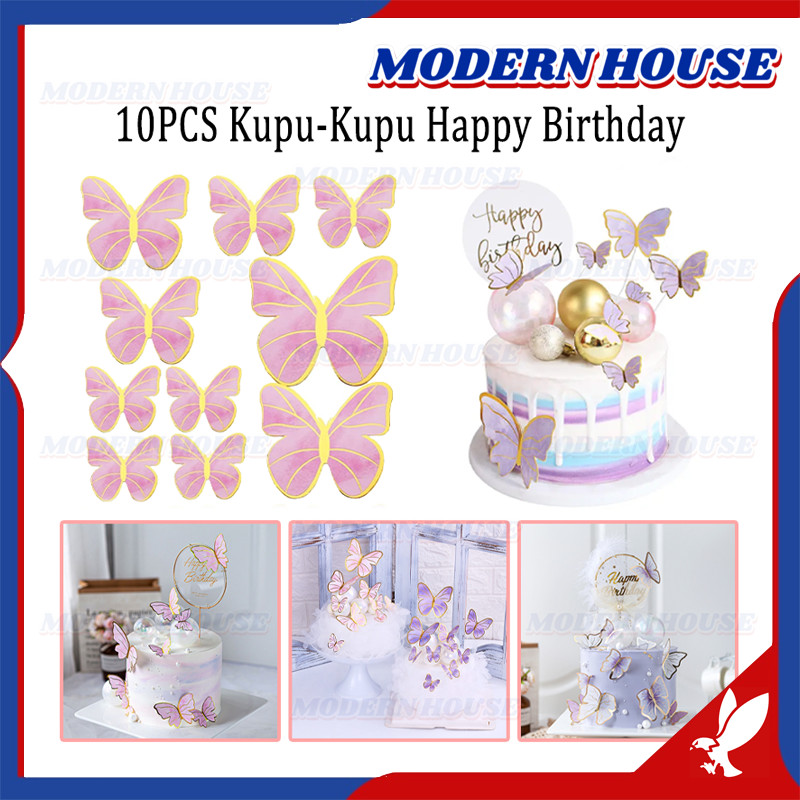 

10(set) Potongan Kupu-kupu Puncak Kue / Topper hiasan butterfly buket Kue / Dekorasi Kue Cake Decoration