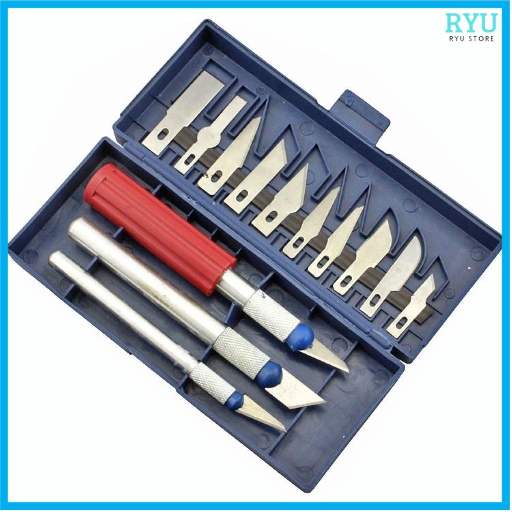 

KNIFEZER Set Pisau Ukir Seni 13 in 1 Crafting Knife 3 Handle