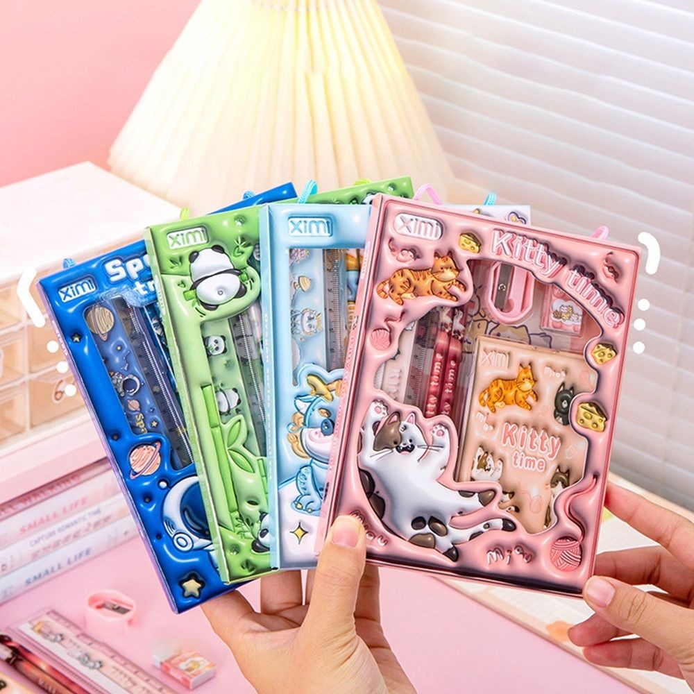 

Pencils 6 In 1 Stationery Set High Quality Erasers Rulers Kindergarten Birthday Gift Prizes Gift Study Stationery Set