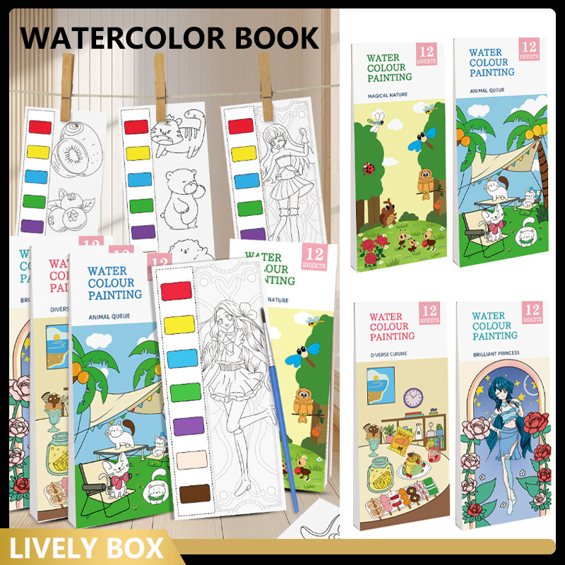 

1 Set Paket Lukis / DIY Pocket Painting Book 2in1 /Buku Mewarnai Cat Air Anak-anak