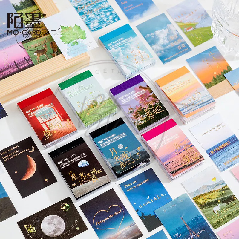 

Journamm.id 30pcs Ins Scenery Stickers Book Deco Junk Journal Creative Stationery Aesth Decorative Background Stickers Sticky Notes
