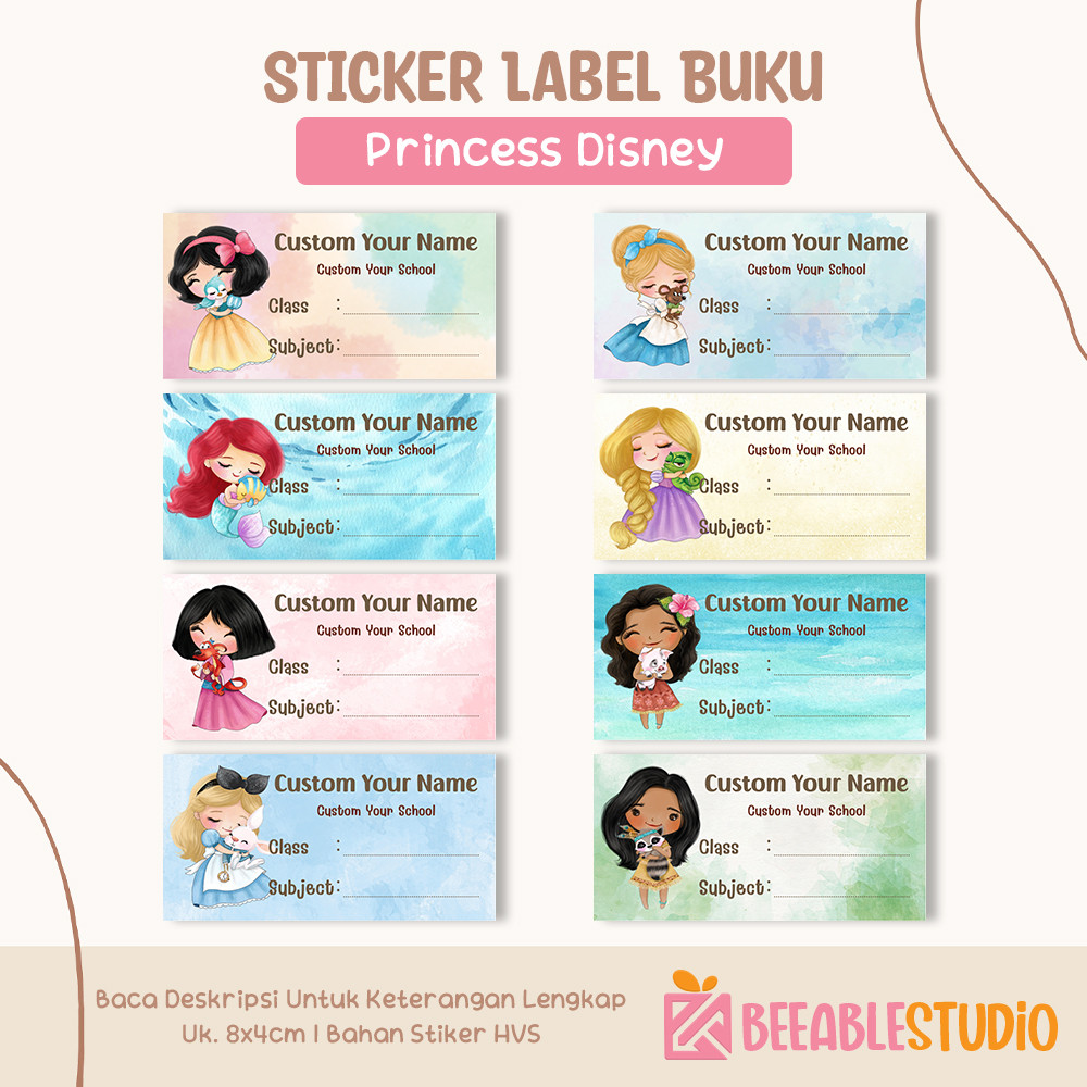 

[40pcs] Sticker Buku Frozen Princess Disney Stiker Label Nama Buku Tulis Pelajaran Anak Sekolah