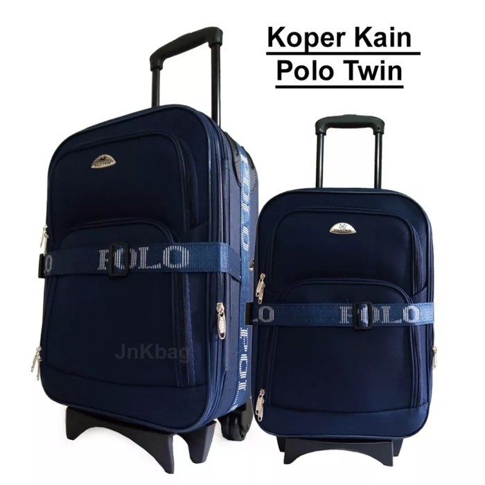Koper Polo Kain 20 Inch - 24 Inch Bahan kanvas kabin dan Bagasi size - Biru, 20 inch