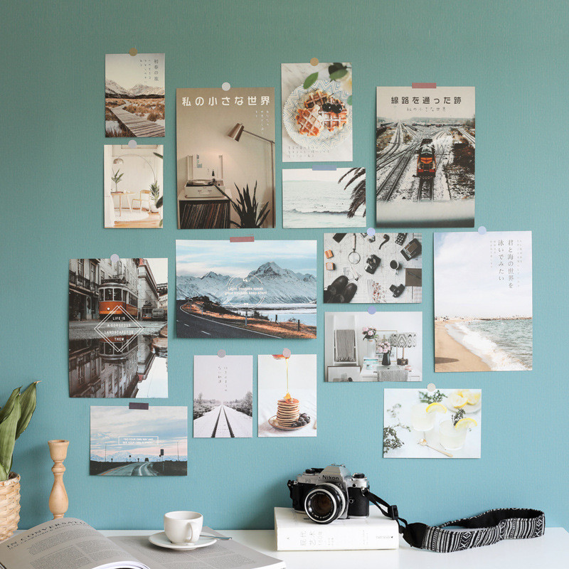 

Colorful Scenery Art Retro Decoration Card 15 Sheets Bedroom Postcard Background Painting Wall Sticker Greeting Card Photo Props