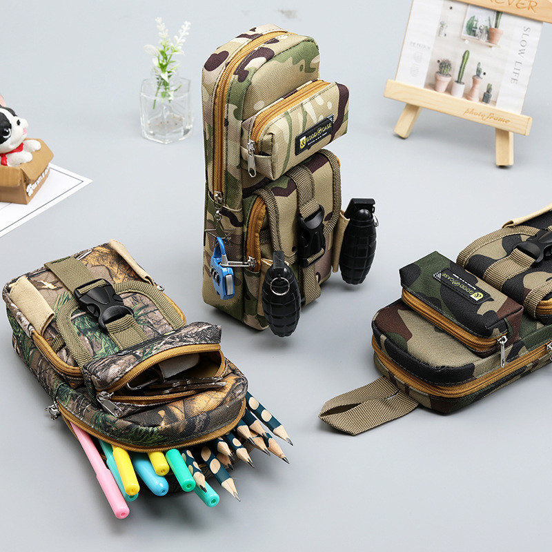 

Creative Special Forces Camouflage Canvas Boy Pencil Case ， School Pen Case Supplies Pencil Bag Pencils Pouch Stationery。