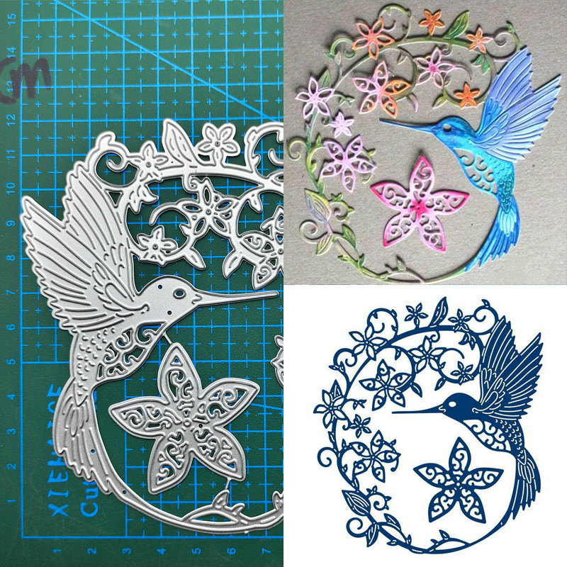 Metal Cutting Dies Humming bird Stencil Scrapbooking Diy Album Stamp Paper Card Embossing Decor Craf