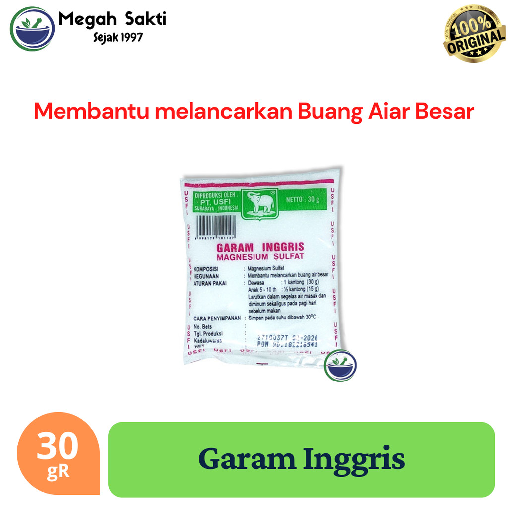 

Megah Sakti - Garam Inggris cap GAJAH | Larutan Pencahar Magnesium Sulfat Epsom Salt 30 gR
