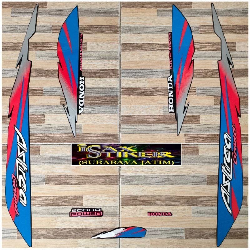 stripping sticker lis standar ori honda astrea grand limitid edition 1996 warna hitam biru
