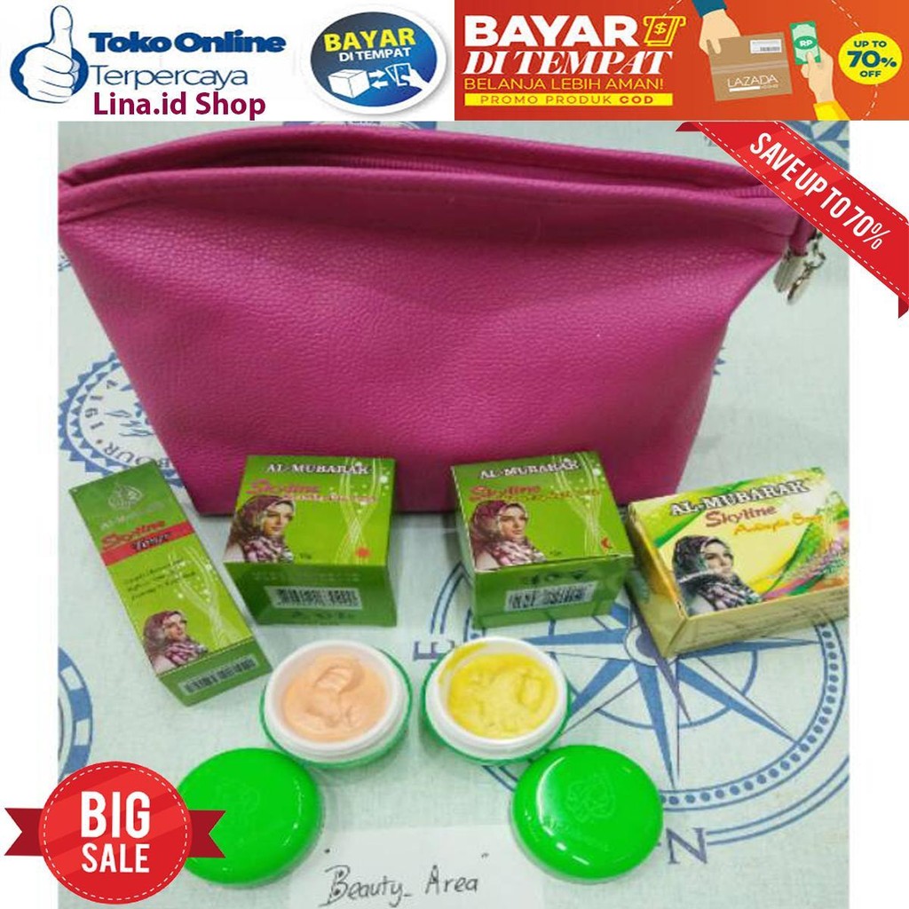 Paket Lengkap Al Mubarak / Cream Wajah Siang Dan Malam Plus Sabun Dan Toner Al Mubarak