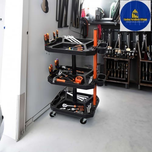 BEST QUALITY Rak Troli Service Bengkel/Perlengkapan Perkakas 3 Tingkat - Hitam