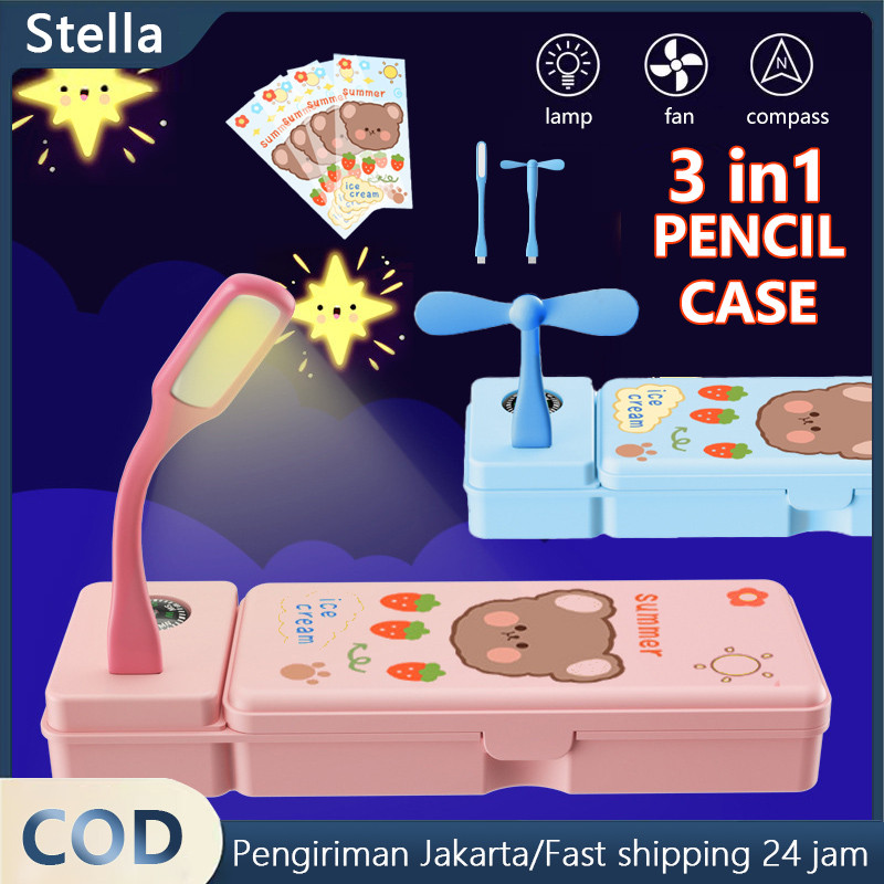 

3 IN 1 Kotak Pensil Multifungsi Lampu Meja /Kipas Angin Kotak Pensil /Kecil Hadiah Kotak Pensil kipas
