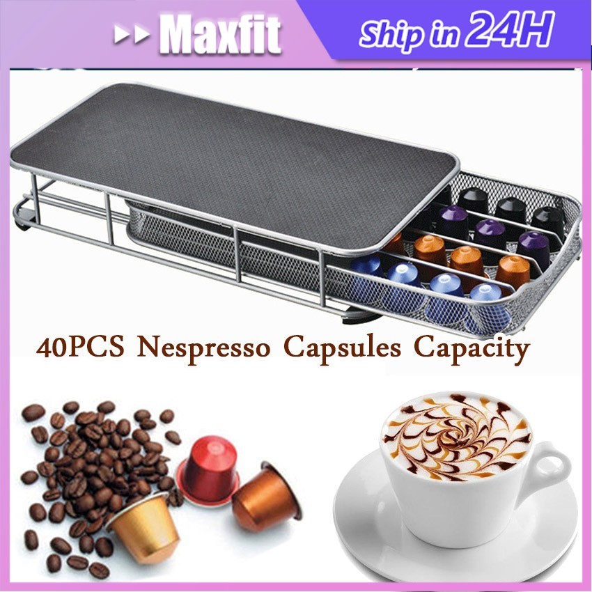 40Pcs Tempat Kapsul Kopi Behan Besi Coffee Nespresso Capsules Drawer Rak Holder Rack Kotak Nescafe K