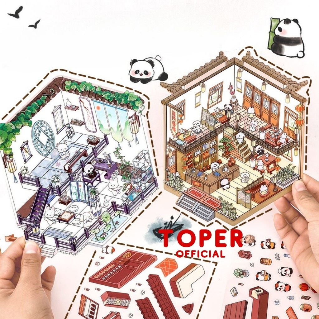 

TOPER Sticker 3D Scene DIY Room Decoration Landscape Satisfying Stiker Dekorasi Miniatur Ruangan Korea
