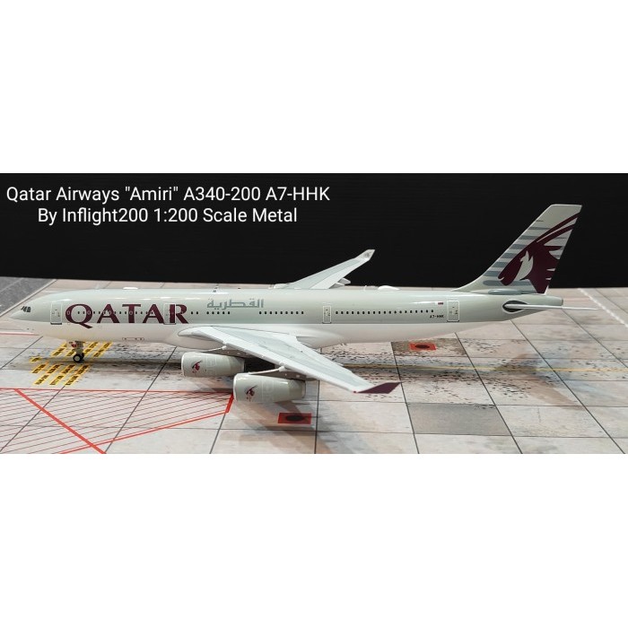 Miniatur Pesawat Terbang Qatar Airways Amiri A340-200 A7-HHK  Inflight200 1:200 Diecast Aircraft