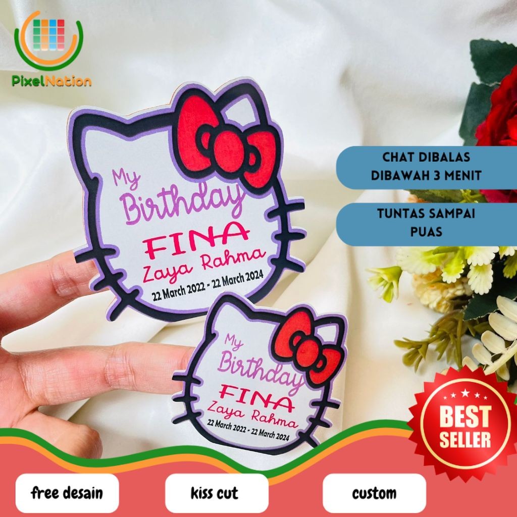 

PiNat 9-15 Sticker Karakter Ulang Tahun Anak Stiker Label Hampers Ultah Birthday Bentuk Custom