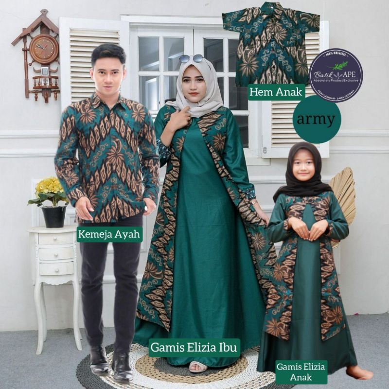 COUPLE FAMILY TOYOBO HIJAU TUA HIJAU BOTOL ARMY GREEN BOTLE SERAGAM KOPEL SARIMBIT KELUARGA GAMIS CA