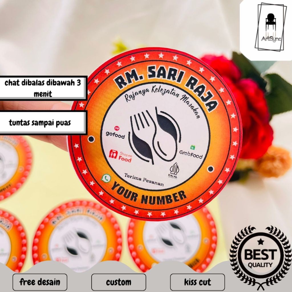 

Syncart 2-4 Sticker Warung Nasi Warnas Label Logo Rumah Makan Stiker Restoran Box Dus Free Desain