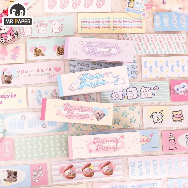 

Mr. Paper 50 sheets/book, cute animal strip stickers, collage scrapbook, diary, manual decoration stickers