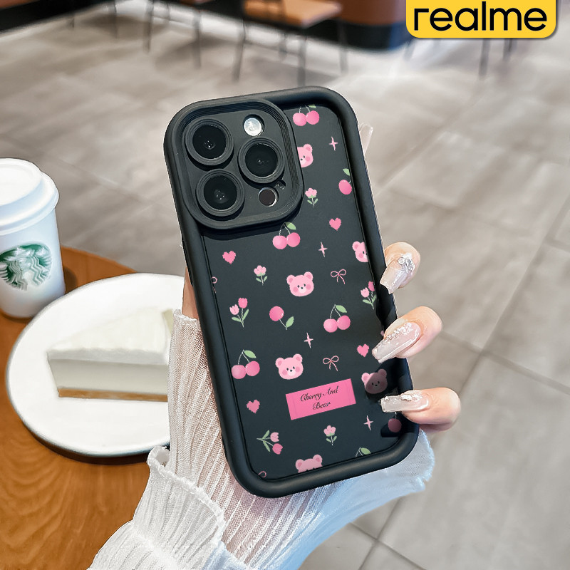 Lucu Pink-Beruang Keren Silicone Case Realme C53 C2 C15 C21Y C55 C35 C33 C31 C21 C30 C25 C20 C67 C11