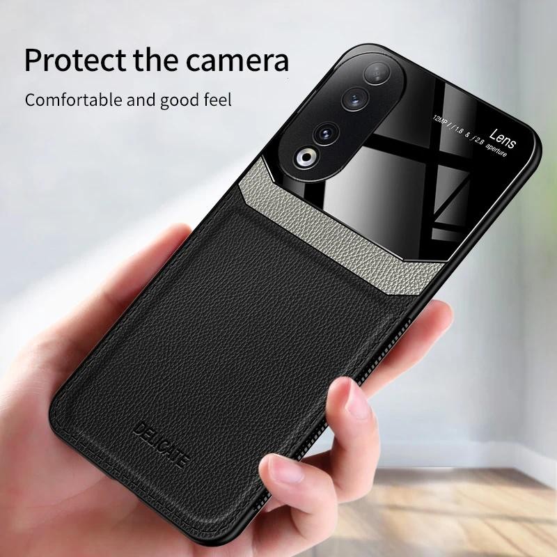 New Phone case Honor 90 Pro Honor 80/Honor 80 SE/Honor 80 Hard Leather Mirror Lens Camera Protector 