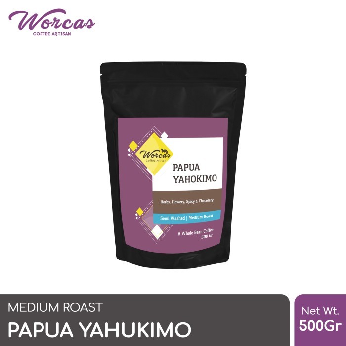 WORCAS Arabica Papua Yahukimo 500 Gram - Medium Roasted Coffee - KOPI BIJI