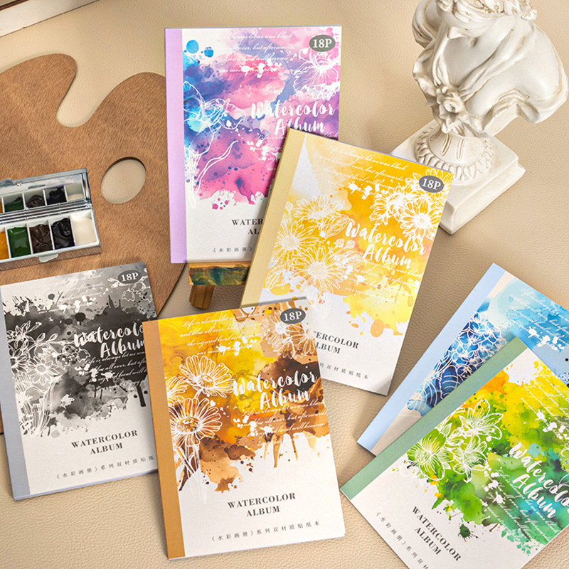

6Style 18Pcs/bag Watercolor Book Series Sticker Book Creative Material Decoration DIY Scrapbook Scrapbook Photo Frame Glasses