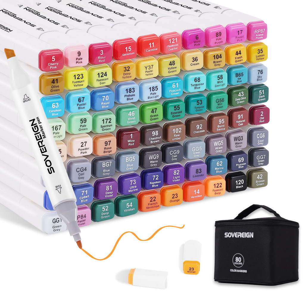 

36-80 Color Alcohol Markers,Dual Tip Head Acrylic Marker for Graffiti,Drawing,Handwriting Students Back To School Art Supplies