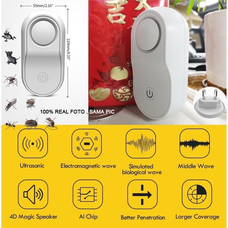 Speaker Pengusir Tikus Ultrasonic Alat Jebakan Tikus Listrik Otomatis Tanpa Racun Perangkap Pengusir