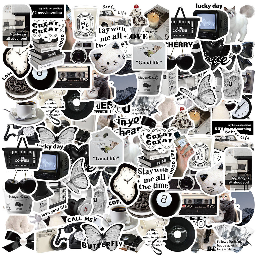 

Etori Life 50pcs Cartoon Cute Exquisit Literary Objects Student DIY Laptops, Scrapbooks,Stationery Decoration Stickers