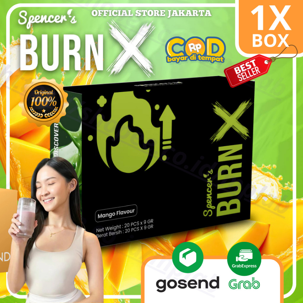

[BELI 1 GRATIS 1 HADIAH] Spencer Burn X Rasa Mangga Mango - Minuman Bakar Kalori untuk Diet Cepat BPOM dan Halal 1 Box (20 Sachet)