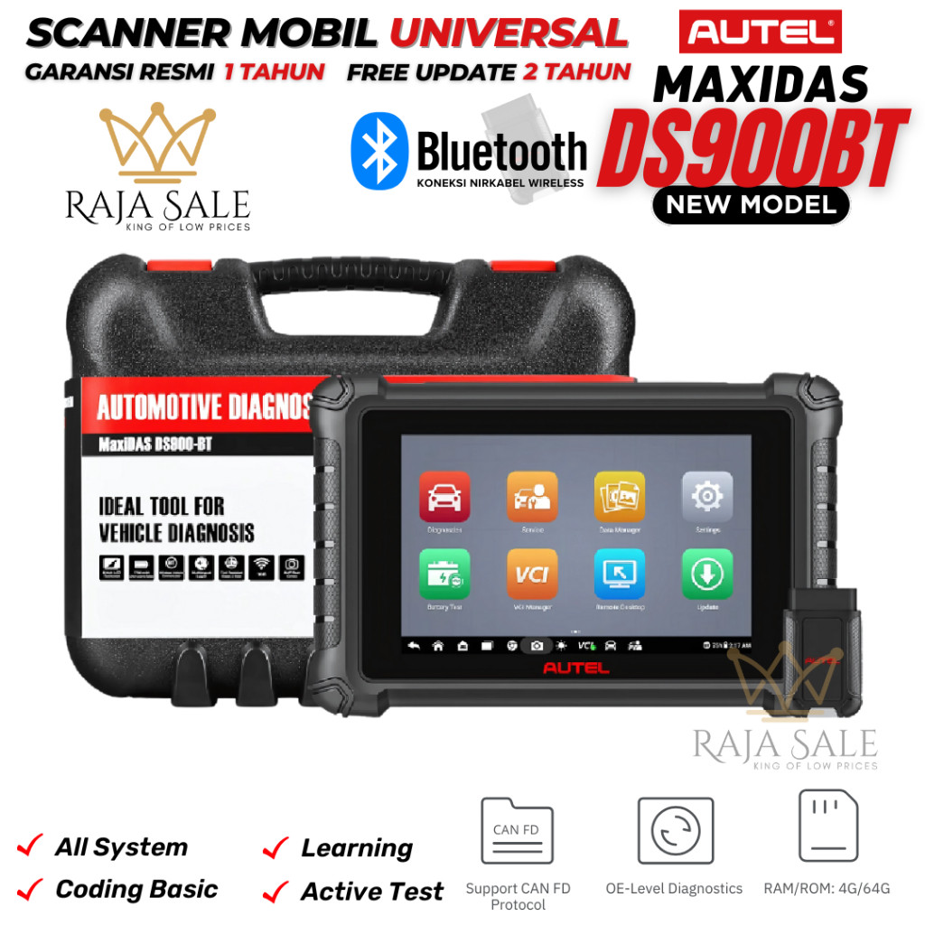 AUTEL MaxiDAS DS900BT Terbaru Scanner Mobil universal dengan VCI Bluetooth