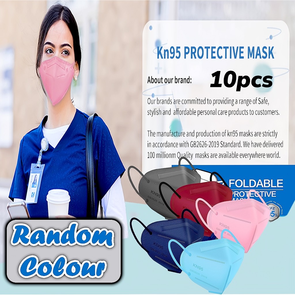 10 PCS Masker KN95 N95 Dewasa Warna 5ply Layer Disposable Adult Earloop Protective 3D Face Mask