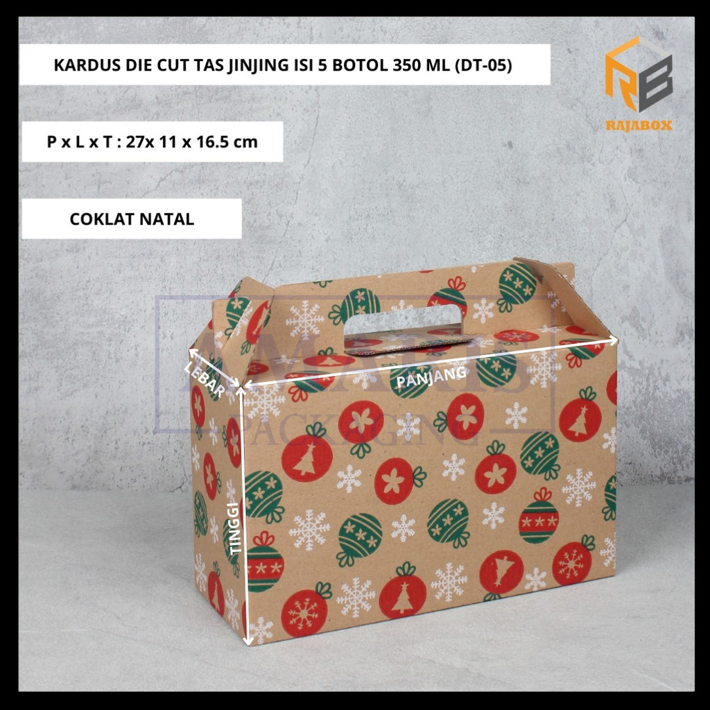 

DT-05 Kardus Die Cut Tas Jinjing Isi 10 Pcs Rajabox Packaging