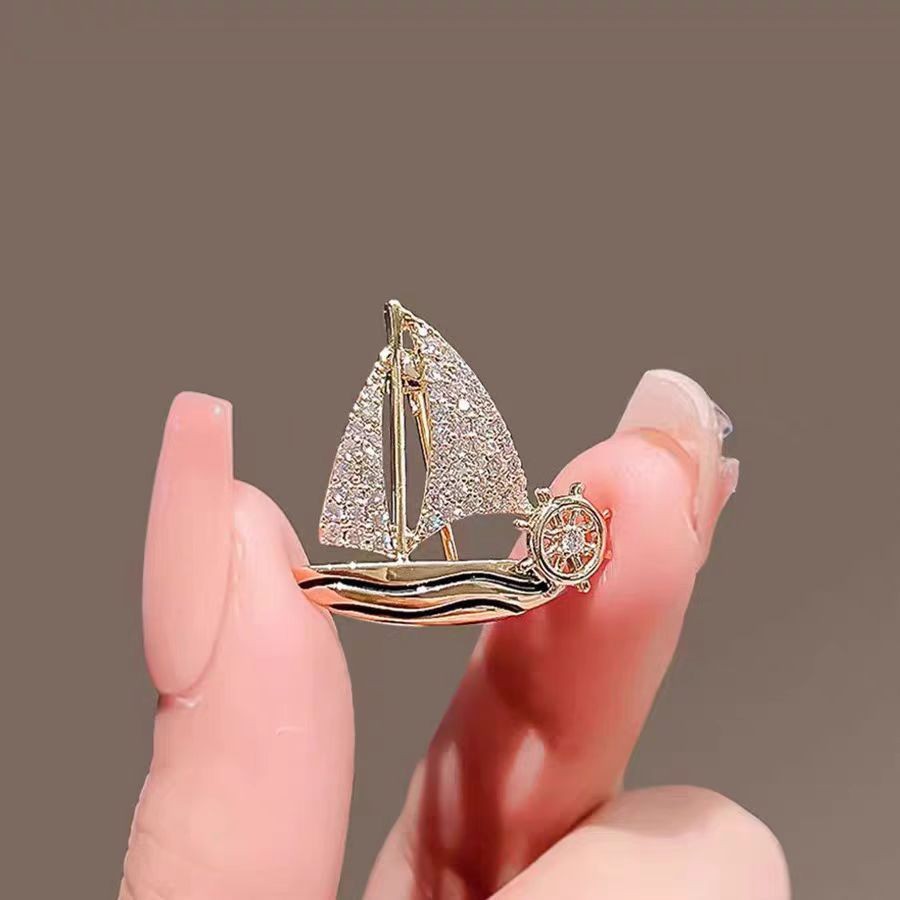 Pin Bros Jepang dan Korea Serbaguna Perahu Layar Bros Desain Berlian Setelan Wanita Kepribadian Pin 