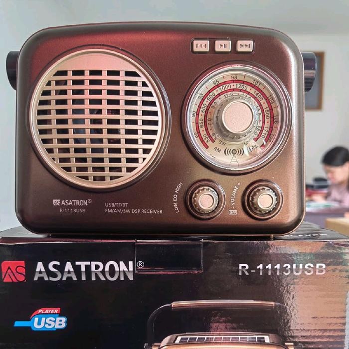 TERLARIS Radio FM/AM/SW Asatron R 1123 Bluetooth dengan USB dan Memori Card, Suara Jernih dan Bass -
