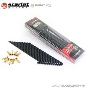 SCARLET RACING Jari Jari Sepeda motor Spoke Ruji lidi Uk 9 x 164 Roda Outdoor - Black/Gold