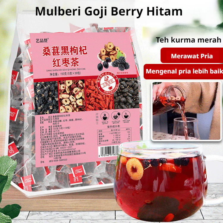 

【COD/Pengiriman 24 Jam】 Black Wolfberry Mulberry Red Date Tea/Teh Bunga Kering Kurma Merah Murbei Hitam Wolfberry Merah Wolfberry Merah Kombinasi Teh/Begadang Teh Memperbaiki Warna Kulit/Teh Pelindung Hati