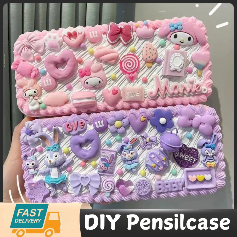 

DIY Cream Clay Pencil Case DIY Kotak Pensil Pensil Menghias Kit Kotak Pensil DIY
